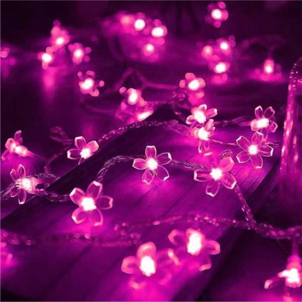 String Lights, Pink Lights Room Decor Flower String Lights 33 Feet 100LED 8 Mode
